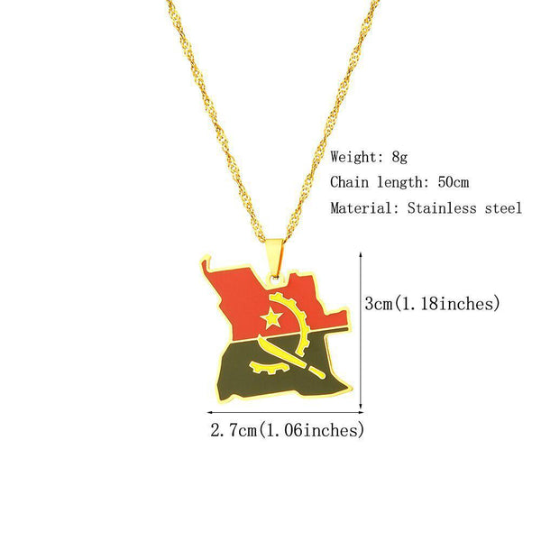 Angola Flag Map Necklace