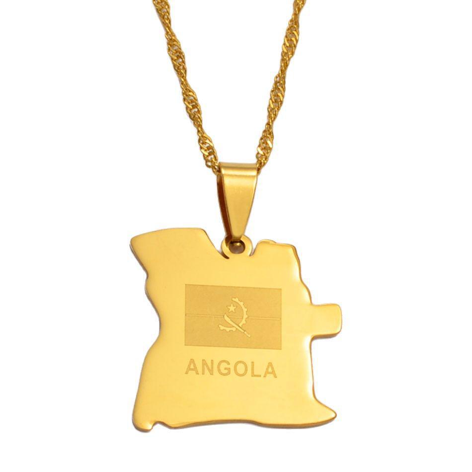 Angola Flag Map Necklace