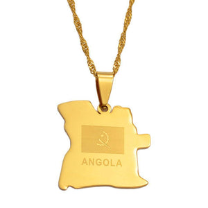 Angola Flag Map Necklace