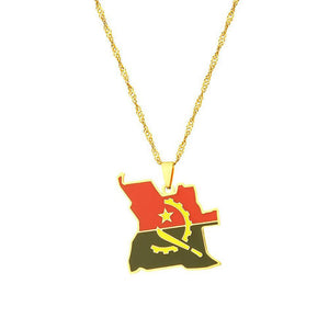 Angola Flag Map Necklace