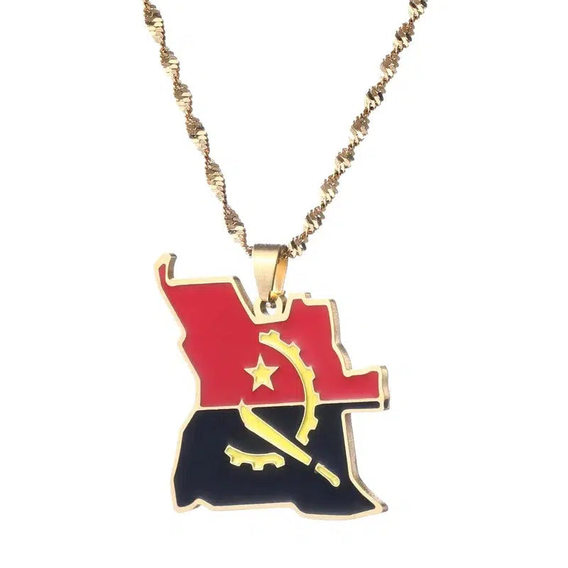 Angola Flag Map Necklace