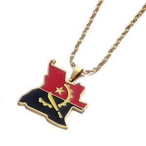 Angola Flag Map Necklace