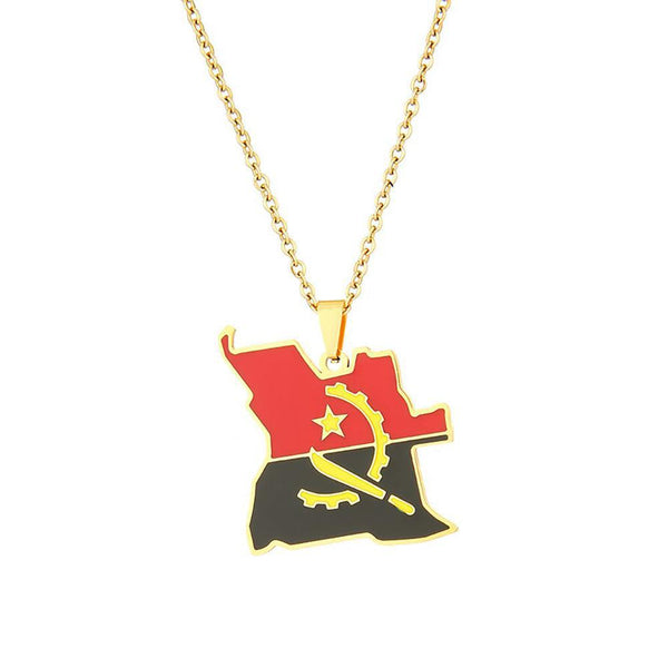 Angola Flag Map Necklace