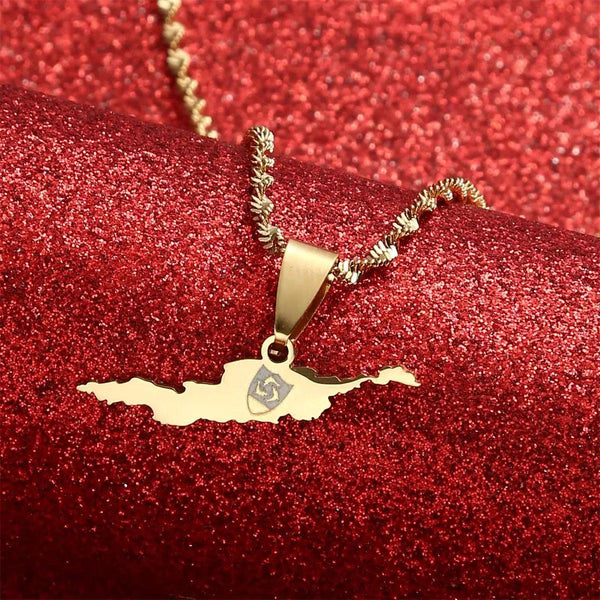 Anguilla Flag Map Necklace
