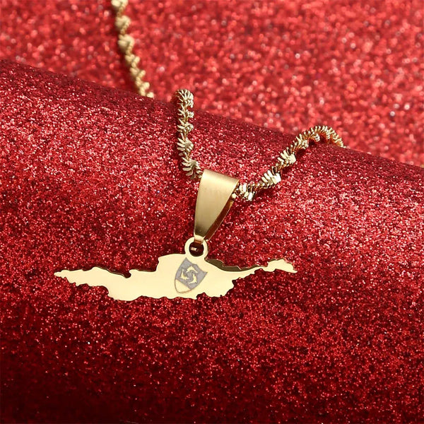 Anguilla Flag Map Necklace