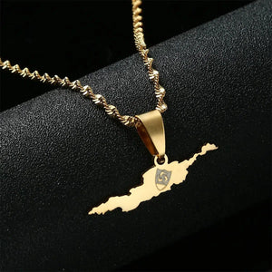 Anguilla Flag Map Necklace