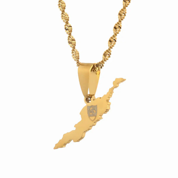 Anguilla Flag Map Necklace