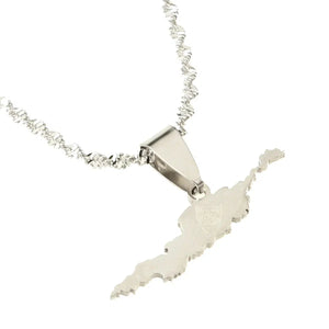 Anguilla Flag Map Necklace