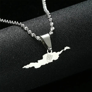 Anguilla Flag Map Necklace