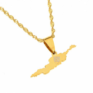 Anguilla Flag Map Necklace