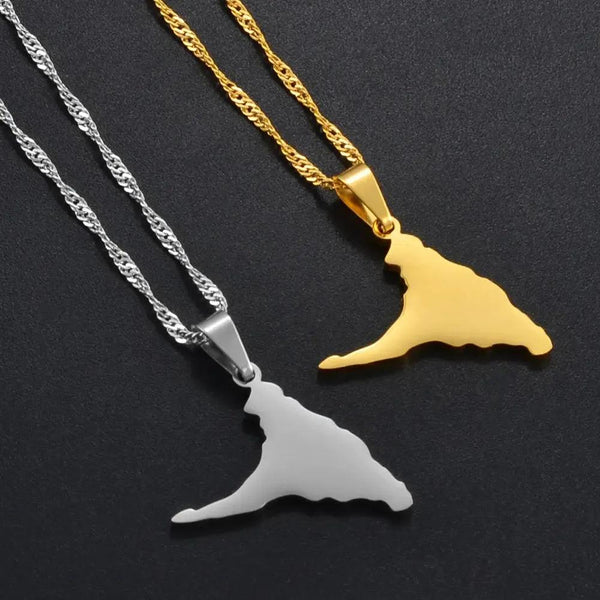 Anjouan Island Map Necklace