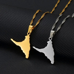 Anjouan Island Map Necklace