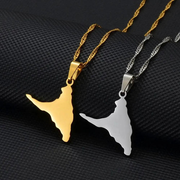 Anjouan Island Map Necklace