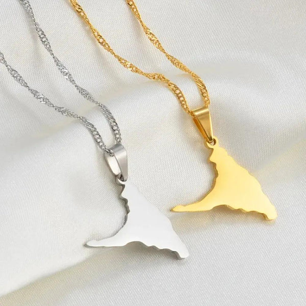 Anjouan Island Map Necklace