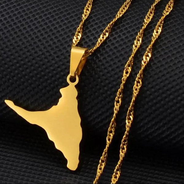 Anjouan Island Map Necklace