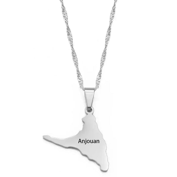 Anjouan Island Map Necklace