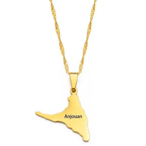 Anjouan Island Map Necklace