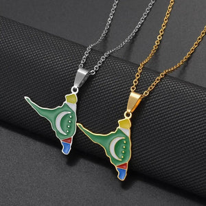 Anjouan Island Map Necklace - Comoros Flag Pendant