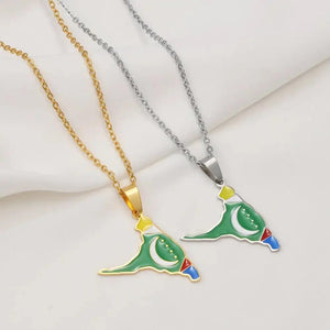 Anjouan Island Map Necklace - Comoros Flag Pendant
