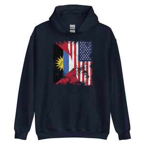 Antigua & Barbuda USA Flag Half American Hoodie