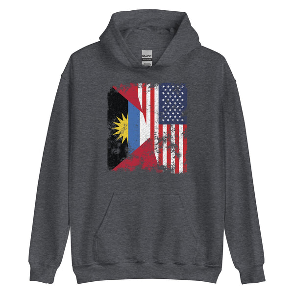 Antigua & Barbuda USA Flag Half American Hoodie