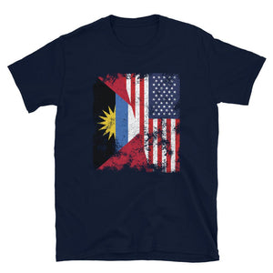 Antigua & Barbuda USA Flag Half American T-Shirt