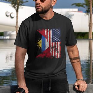 Antigua & Barbuda USA Flag Half American T-Shirt
