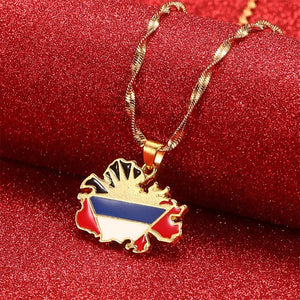 Antigua Flag Map Necklace