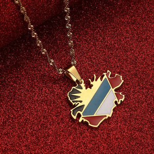 Antigua Flag Map Necklace