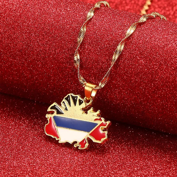 Antigua Flag Map Necklace