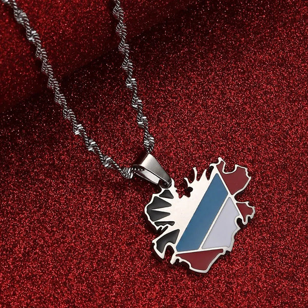 Antigua Flag Map Necklace