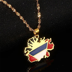 Antigua Flag Map Necklace