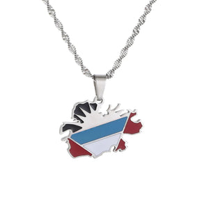 Antigua Flag Map Necklace