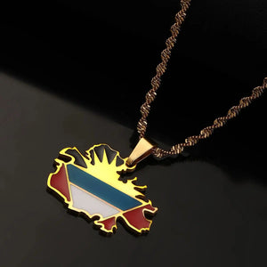 Antigua Flag Map Necklace