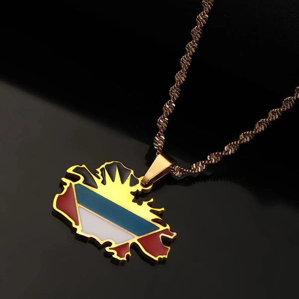 Antigua Flag Map Necklace