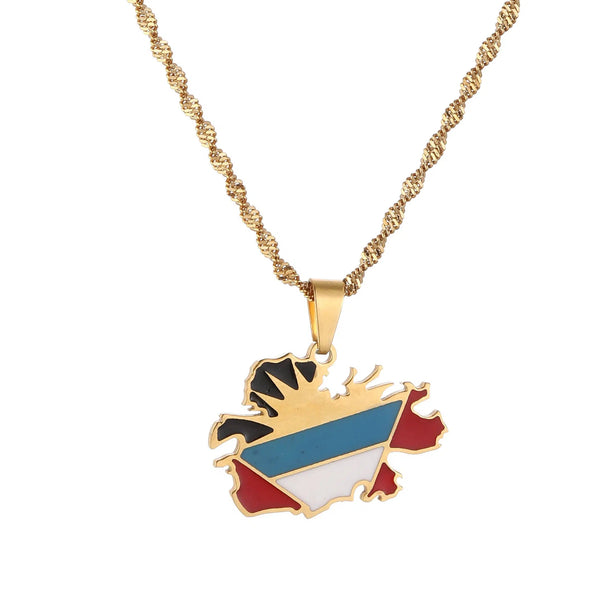 Antigua Flag Map Necklace