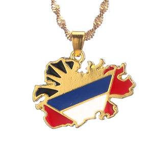 Antigua Flag Map Necklace