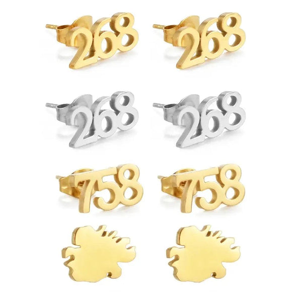 Antigua and Barbuda 268, Saint Lucia 758 Stud Earrings