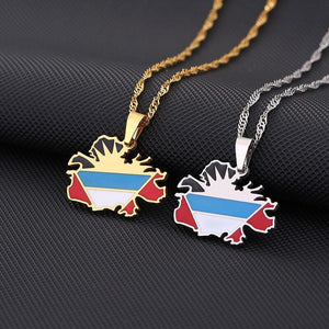 Antigua and Barbuda Flag Map Necklace