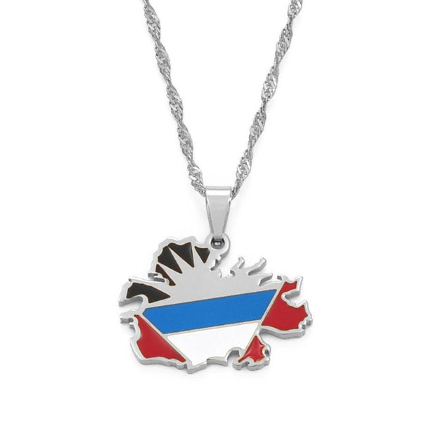 Antigua and Barbuda Flag Map Necklace