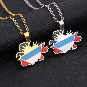 Antigua and Barbuda Flag Map Necklace