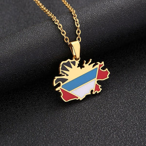 Antigua and Barbuda Flag Map Necklace