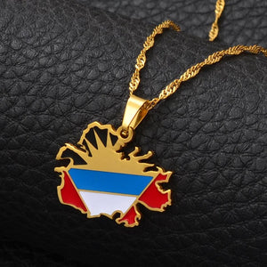 Antigua and Barbuda Flag Map Necklace