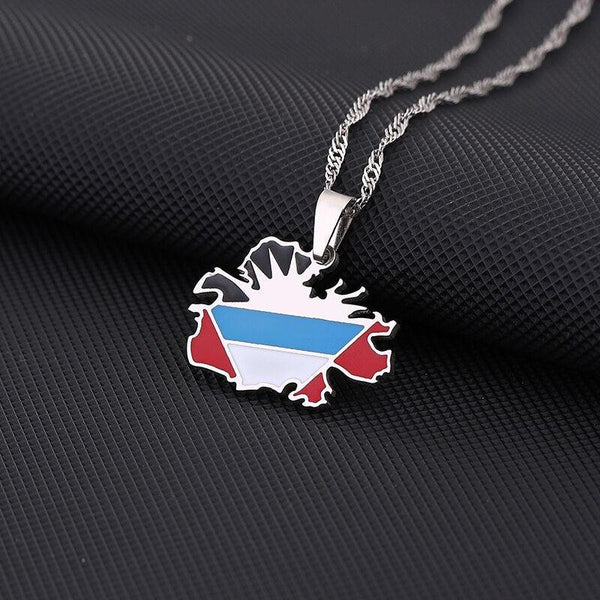 Antigua and Barbuda Flag Map Necklace