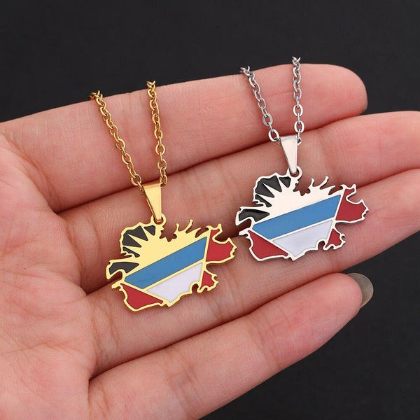 Antigua and Barbuda Flag Map Necklace