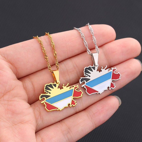 Antigua and Barbuda Flag Map Necklace