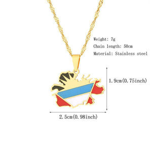 Antigua and Barbuda Flag Map Necklace