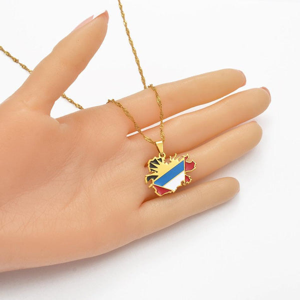 Antigua and Barbuda Flag Map Necklace