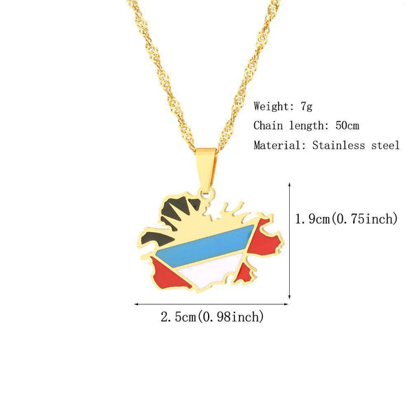 Antigua and Barbuda Flag Map Necklace