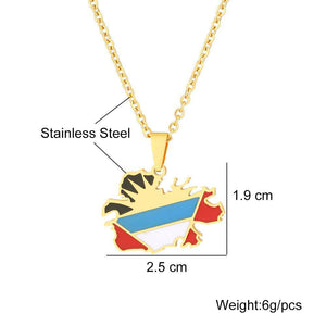 Antigua and Barbuda Flag Map Necklace